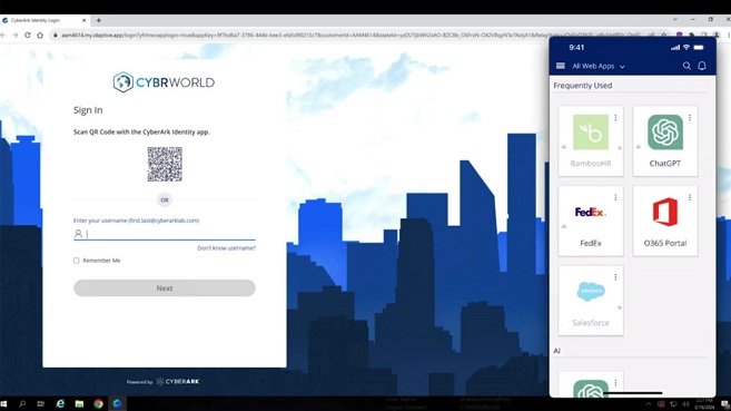 Vista de pantalla de CyberArk Secure Browser